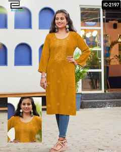 Ropa de estilo indio para mujeres, falda de trabajo con bordado pesado, hendidura lateral lista para Kurti, talla grande disponible, diferentes colores - Product Image 4