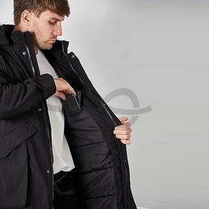 Parka d'automne chaude pour homme, résistante à l'eau, avec col montant, capuche amovible, garniture en fausse fourrure, longueur standard, style urbain - Product Image 6