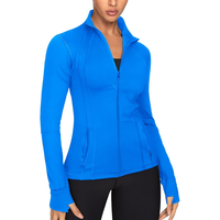 Chaqueta Deportiva para Mujer, Ajustada, con Cierre Frontal, Elástica en 4 Direcciones, de Algodón Suave, Resistente al Viento, Ligera, sin Costuras, Talla Grande