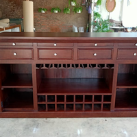 Meuble Bar à Vin de Luxe en Bois Massif Moderne, Fabriqué en Indonésie, pour Usage Commercial, Domestique, Cuisine, Salle de Sport, Salon, Salle à Manger