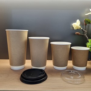 OEM/ODM Fábrica 12oz 16oz 22oz tamaños Desechable para llevar Productos ecológicos taza de Papel kraft con tapas y pajita Venta caliente - Product Image 5