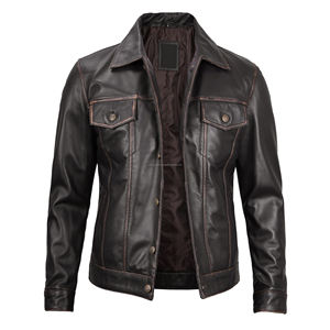 High Quality Customized Logo Leather Jacket Fashion Whole Selling Price Clothing Windproof Heavy Duty Leather Jacket for Men - Product Image 6