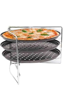 Soportes para servir pizza de acero inoxidable Tamaños grandes Utensilios de cocina para el hogar Vajilla de metal de color negro Ideal para cubiertos - Product Image 3
