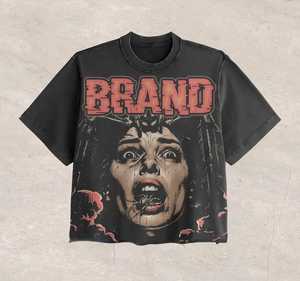 เสื้อยืดโอเวอร์ไซส์ลายกราฟิก320gsm ผ้าฝ้าย100% ออกแบบได้ตามที่ต้องการเป็นมิตรกับสิ่งแวดล้อม - Product Image 1