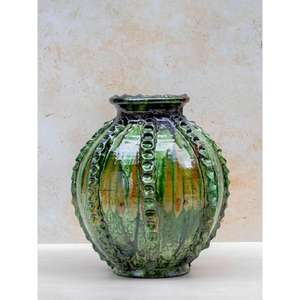 Tazón de Cerámica Artesanal Marroquí Tamegroute con Esmalte Verde, Artesanía Bereber Vintage, Decoración para el Hogar, Regalo - Product Image 1