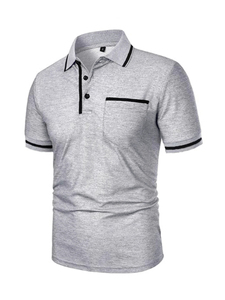 Polos de manga corta para hombre, camiseta informal de Color sólido, camiseta de verano a la moda, transpirable, suelta, básica, con bolsillos, camisas para hombre - Product Image 4