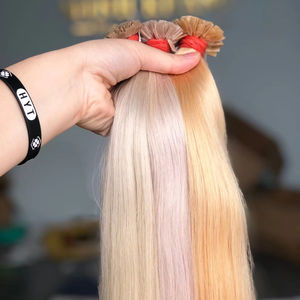 Puntas planas de queratina italiana con 100% extensiones de cabello Remy vietnamita crudo Color claro Cinta frontal preunida Cabello en estilo ondulado - Product Image 1