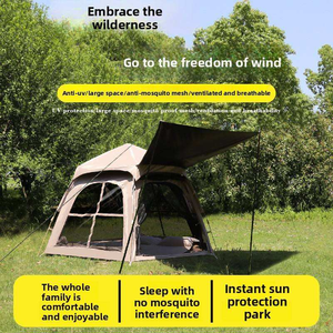 Tente de camping hexagonale automatique 2-en-1 avec protection solaire intégrée pour l'extérieur - Product Image 4