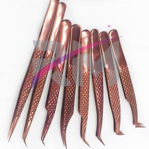 RMI Top Produit En Acier Inoxydable Diamant Grip Extension De Cils Pince À Épiler Matériel De Haute Qualité Meilleure Qualité Or Rose Plasma Couleur - Product Image 5