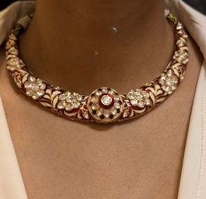 Conjunto de collar de gargantilla de primera calidad Gargantilla de Piedra Roja real con pendientes a juego Ropa de fiesta Gargantilla Collar Conjunto de joyería - Product Image 3