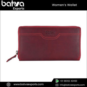 Modern Designer Women's Luxury Genuine Leather <b>Wallet</b> Stylish <b>Zipper</b> Closure with RFID Protection and Polyester Lining - Product Image 2