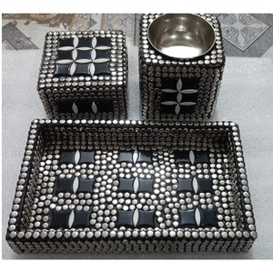 Geometric Pattern Bakhoor Burner Latest Design Wood & Metal Bakhoor set Mabkhara Tray Metal Oud incense burner Arabian <b>Eid</b> <b>gift</b> - Product Image 3