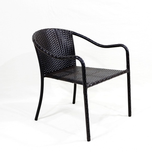 Silla moderna para exteriores Artex Dong Thap con estructura negra recubierta de polvo con tejido de cuerda plana y cojín - Product Image 3