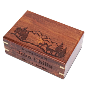 Urne funéraire personnalisée gravée de cerf fabriquée à la main en palissandre gravée en bois souvenirs commémoratifs pour les cendres d'adultes - Product Image 2