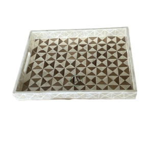 Nouvel arrivage Plateaux de service en bois fabriqués à la main écologiques avec incrustation de vadrouille Décorations de table au design unique Vente en gros du Vietnam - Product Image 3