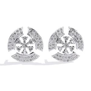 Boucles d'oreilles clous en diamant de culture Cluster, or massif 14 carats, certifiées IGI, coupe brillant classique, motif floral, design de mariée, élégantes pour femme - Product Image 2