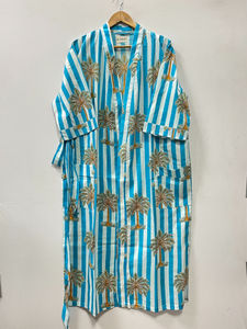 Robe Kimono Femme 100% Coton à Motif Floral Col V Tissée de Haute Qualité Décontractée Été Hiver Douce Respirante Séchage Rapide avec Logo Avant - Product Image 3