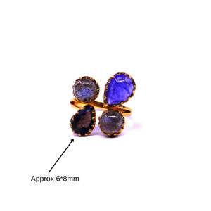 Vêtements de mariage Bijoux en argent sterling 925 plaqué or Labradorite Tanzanite Gemstone Women Wear Four Stone Ring - Product Image 1