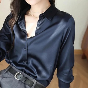 Premium Quality Casual Summer Shirts Stylish Full Sleeves Turn-Down <b>Collar</b> Shirt Polyester Woven Button Beading Women's Plain - Product Image 5