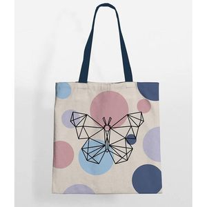 Butterfly <b>Cotton</b> Canvas Tote Bags Zipper Closure Customizable Logo Solid Color Letter Decoration PU Polyester Lining Satin - Product Image 5