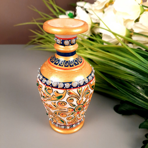 White Modern <b>Ceramic</b> Flower <b>Vase</b> Marble Texture with Gold Detailing Geometry Decorative Set of 2 <b>Vase</b> for Living Room - Product Image 3