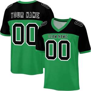 Camiseta de fútbol americano personalizada OEM, tela de malla de poliéster de secado rápido, manga corta, logotipo del equipo, nombre, números, rayas, sublimación - Product Image 5