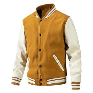 Veste de plein air en laine et en cuir de haute qualité à bas prix à bas quantité minimale de commande pour hommes OEM Service Meilleure veste d'université de baseball personnalisée pour hommes - Product Image 1