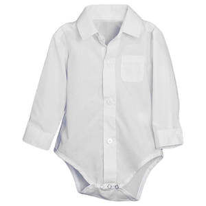 Combinaison-robe pour bébé en polycoton, boutonnée, blanche, avec col, élégante, à manches longues, blanche - Product Image 2