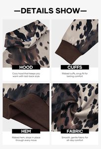 เสื้อฮู้ดลายเสือดาวสำหรับผู้ชายเสื้อมีฮู้ดผ้าคอตตอนซักแบบวินเทจผ้า100% ซีดจาง - Product Image 3