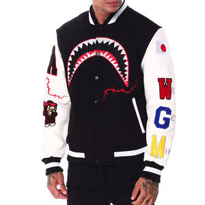 Chaqueta universitaria con bordado de chenilla de lana y logotipo personalizado para hombre, chaqueta universitaria con mangas de cuero y cuello vuelto, estilo de chaqueta universitaria Letterman de lana - Product Image 1