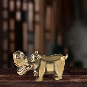 Mini escultura de hipopótamo de latón, pieza de exhibición decorativa Interior y objeto fundido, hipopótamo hecho a mano, modelo esculpido y pisapapeles - Product Image 4