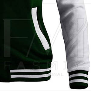 Manches en cuir de corps de laine imprimées de logo personnalisé professionnel Letterman blanc avec le traitement tricoté tissé - Product Image 6