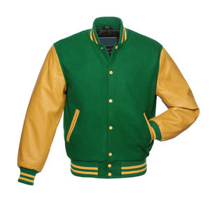 Nueva moda de alta calidad granate cuerpo amarillo oscuro Varsity chaqueta impermeable mangas de cuero de talla grande para invierno directo de fábrica - Product Image 5