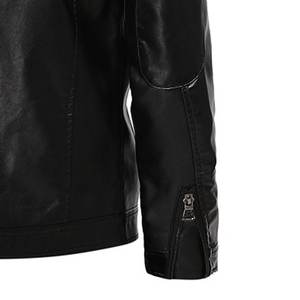 เสื้อแจ็คเก็ตหนังผู้ชายทันสมัย เสื้อคลุมฤดูหนาวแฟชั่น หนัง PU แท้ - Product Image 5
