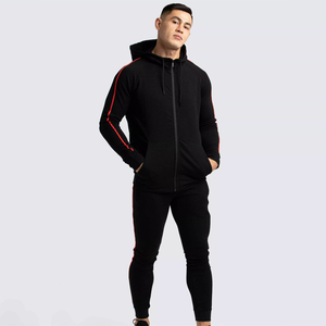 Venta caliente de la moda de los hombres de dos piezas Conjunto personalizado barato con capucha Joggers y bloque de color chándal de patrón sólido al por mayor - Product Image 1