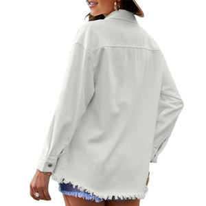 2025 nouveauté en gros veste en jean personnalisée pour femmes avec conception personnalisée à manches longues veste en jean décontractée - Product Image 2