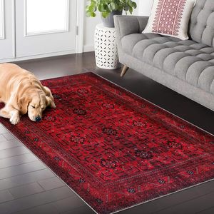 Tapis plat lavable Netline Home Vintage en coton, jute et polyester rouge 80x150cm pour couloir - Product Image 2