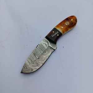มีดทำครัวเหล็กดามัสกัสทำมือมีดล่าสัตว์มีดยังชีพ EDC เผากระดูกและด้ามไม้มีดญี่ปุ่น - Product Image 2