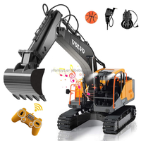 Camión Excavadora RC VOLVO a Escala 1/16 Tiktok Cada E568-001, 17 Canales, 3 en 1, de Construcción de Aleación con Luz y Sonido