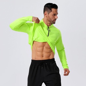 Séchage rapide respirant sport maille tissu Fitness entraînement vêtements actifs hommes T-shirts en gros à manches longues Gym t-shirts - Product Image 3