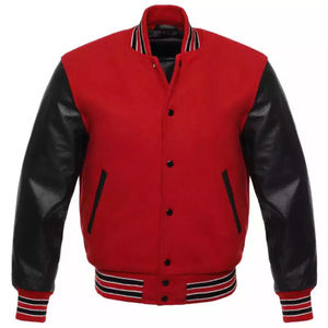 Chaqueta Universitaria de Alta Calidad para Hombre, Chaquetas Varsity de Lana 100% Cuero Real, Diseño y Color Personalizados de Invierno, Chaqueta Universitaria Negra - Product Image 1
