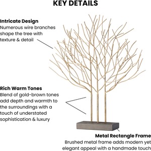 Objet de table moderne en forme de sculpture d'arbre en métal doré élégant qui ajoute une touche artistique inspirée de la nature à des intérieurs élégants - Product Image 2