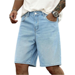 Pantalones cortos de mezclilla de calidad superior para hombre, pantalones cortos vaqueros informales lavados rasgados, perfectos para ropa de calle, moda de verano - Product Image 1