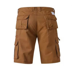 Pantalones cortos de carga informales con patrón personalizado para hombre con botones individuales, pantalones cortos de playa de algodón con cintura elástica, método de tejido - Product Image 3