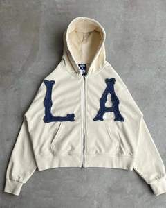 Sweats à capuche de détresse personnalisés pour hommes 100% sweats à capuche en molleton de coton personnalisés Full Zip Us - Product Image 4