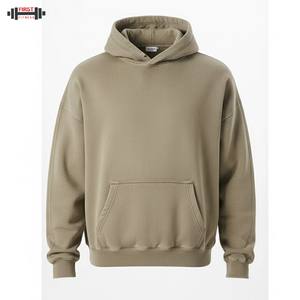 เสื้อมีฮู้ดแบบสวมศีรษะของผู้ชายผ้าฝ้าย300 GSM, เสื้อฟลีซเทอร์รี่เสื้อกันลมระบายอากาศได้ดีดีไซน์แบบปะติดสำหรับฤดูหนาว - Product Image 1