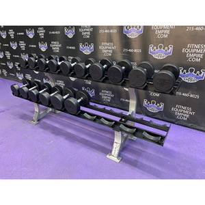 Nuevos juegos de mancuernas cubiertas de goma redondas de 15-50 lb para culturismo logotipo personalizado pesas de Fitness para entrenamiento - Product Image 2