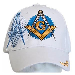 Gorra de Béisbol Masónica con Bordado 3D, Ajustable, Color Blanco Sombreado, Estilo Deportivo, Unisex, Personalizable - Product Image 4