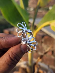 Anillo de plata Floral ajustable 925 plata esterlina Margarita doble flor Boho declaración anillo hecho a mano joyería regalo para ella - Product Image 2