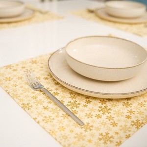 1 Piece 100% Cotton Yellow <b>Placemat</b> with Snow Pattern Decorative <b>Table</b> Mat 35x45cm Durable Elegant <b>Dining</b> <b>Table</b> Accessories - Product Image 3